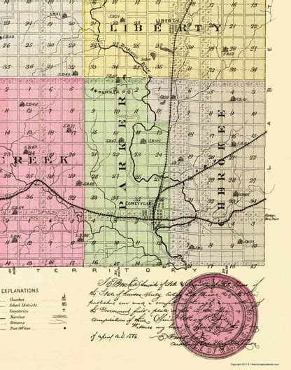 Historic County Map - Montgomery County Kansas - Everts 1887 - 23 x 29 ...