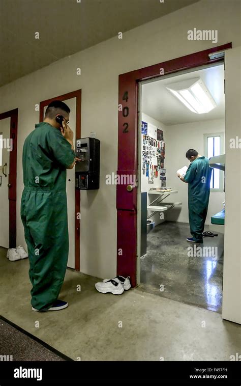 Uniformed Hispanic Teenage Inmates Of An Orange Ca Juvenile Prison