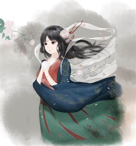 Chinese Traditional Custom Hanfu Icedtea的古风汉服插画图片 Bobopic