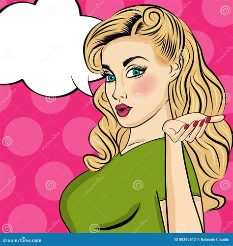 Pop Art Woman Comic Woman With Speech Bubble Stock Vector