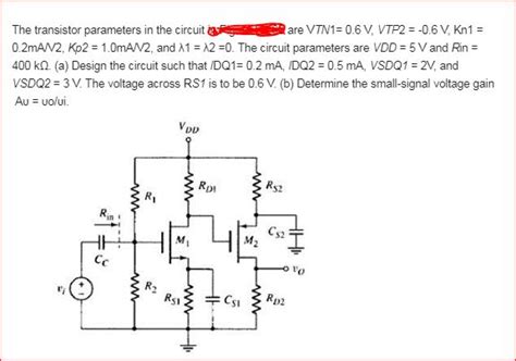 Solved The transistor parameters in the circuiti a re VTN1= | Chegg.com
