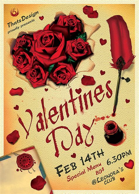 Valentines Day Flyer Template Psd Design For Photoshop V5 Flyer