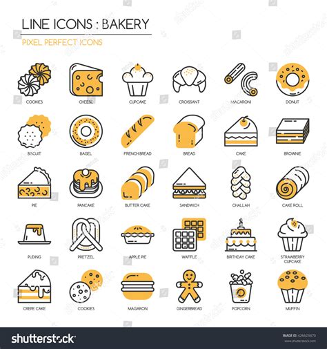 Bakery Thin Line Pixel Perfect Icons Stock Vector Royalty Free 426623470