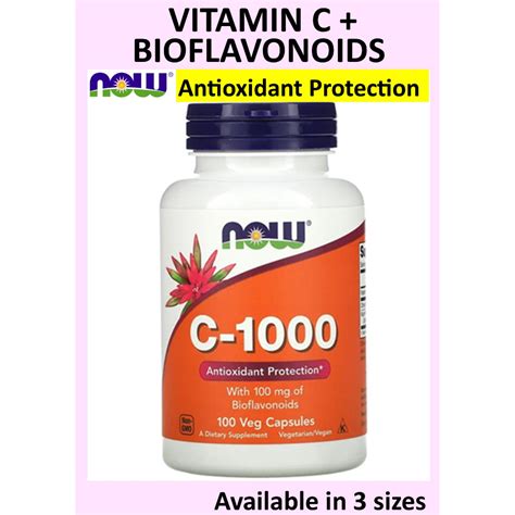 NOW Foods Vitamin C 1000 With Bioflavonoids 100 250 500 Veg Capsules