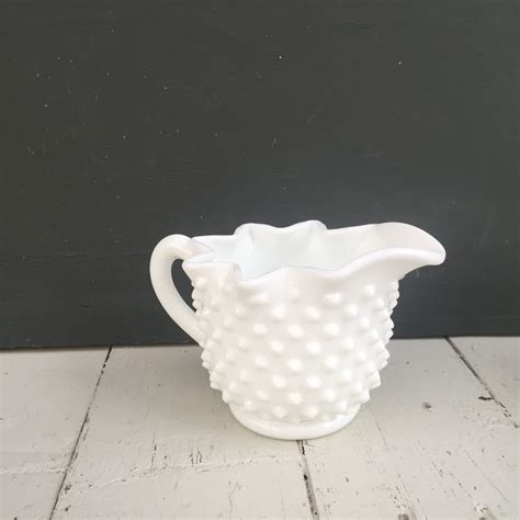 Vintage White Milk Glass Sugar And Creamer Set Vintage Hobnail Milk Glass Sugar And Creamer