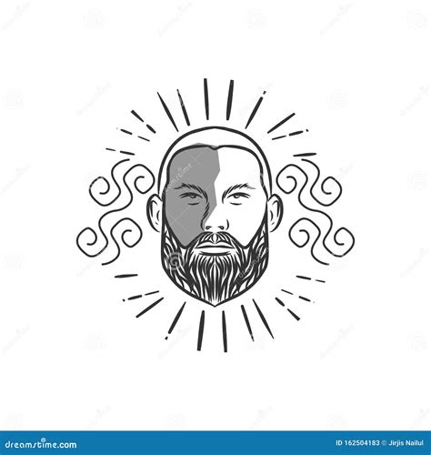 Bald Man With Beard Vintage Style Vector Stock Vector Illustration