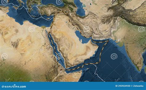 Arabian Plate Dashed Patterson Cylindrical Satellite Stock