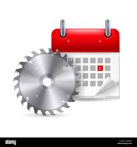 Circular Saw And Calendar With Marked Day Carpenter Day Stock Photo