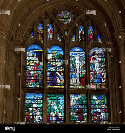 Stained Glass Window Ely Cathedral Stock Photo Alamy