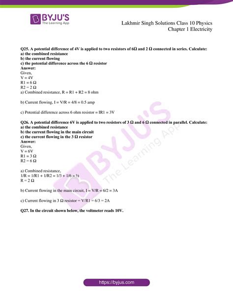 Lakhmir Singh Physics Class Solutions For Chapter Electricity