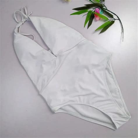 Сексуальный цельный купальник с глубоким v-образным вырезом, женский ...