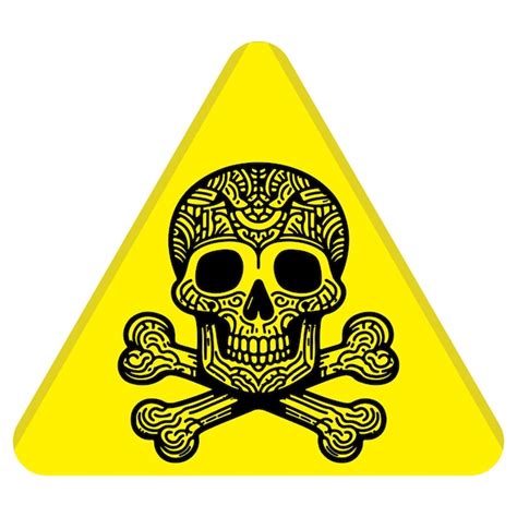 Premium Vector Danger Triangle Sign With Skull And Crossbones Hazard