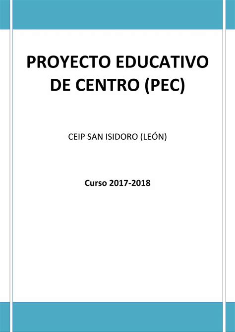 Pdf Proyecto Educativo De Centro Pec Ceipsanisidoro Centros Educa