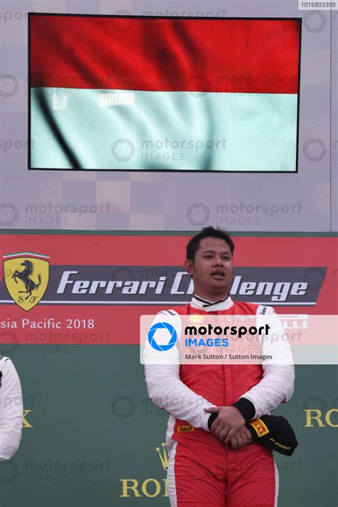 Race Winner Danindro Ariondito Ina On The Podium At Ferrari Challenge