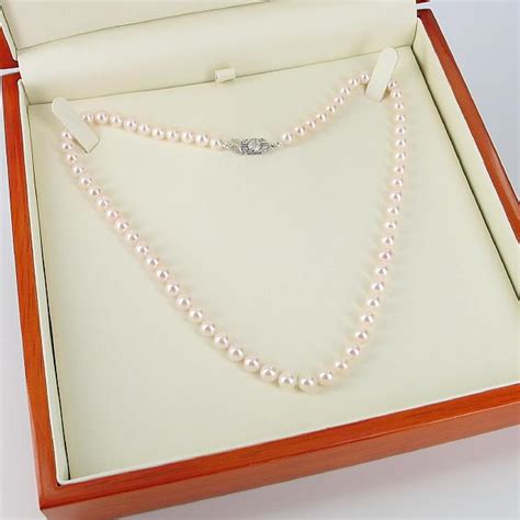 Akoya Saltwater Pearl Necklace 6 6 5mm With 9k White Gold