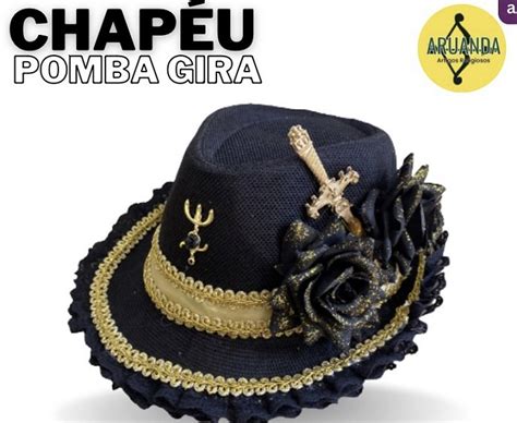 Chapéu de Pomba Gira Preto e Dourado Aruanda Artigos Religiosos