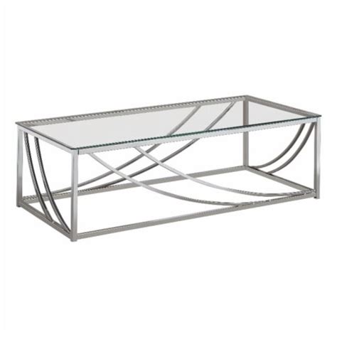 Coaster Contemporary Glass Top Rectangular Coffee Table in Chrome, 1 ...