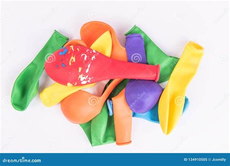 Colorful Deflated Balloons On White Background Stock Image - Image of ...