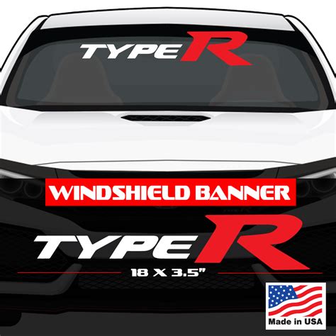 Civic Type R Windshield Banner Cut Visor Decal Sticker For Honda Civic