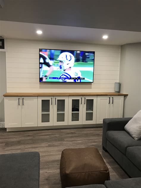 Tv With Shiplap Great Look To A Finished Basement 10 Ft Wide 65 Inch