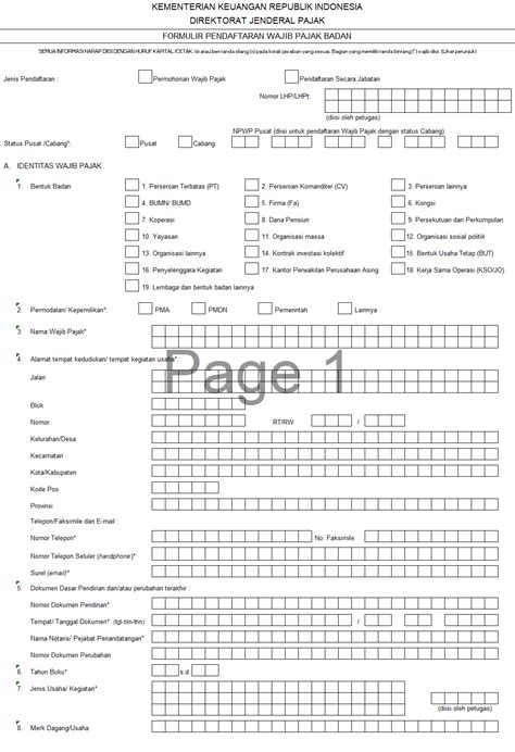 Detail Contoh Formulir Npwp Koleksi Nomer