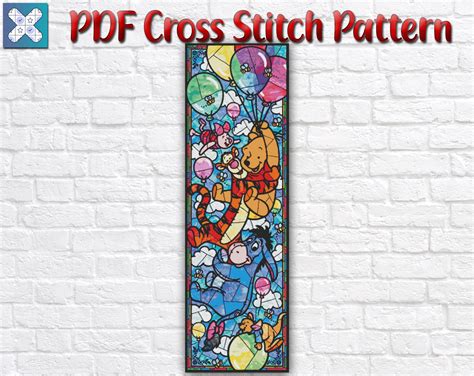 Winnie The Pooh Stained Glass Cross Stitch Pattern Disney Etsy Uk