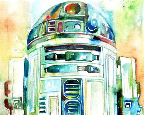 R2 D2 Watercolor Portrait Poster By Fabrizio Cassetta Star Wars