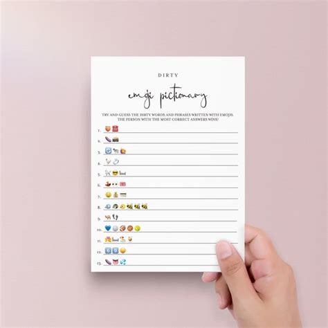 Dirty Emoji Pictionary Game With Answers Printable