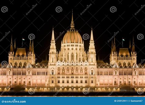 Hungarian Parliament by Night in Budapest Stock Image - Image of ...