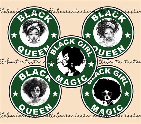 Black Girl Magic Starbucks Png Afro Woman Clipart Black Women Coffee