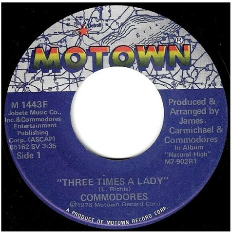 Commodores Three Times A Lady Motown M 1443F Single 7 Vinyl