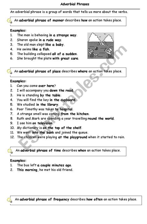 Adverbial Phrases Esl Worksheet By Riverz Worksheets Library