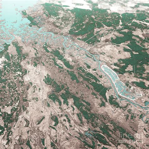 Chernobyl Pripyat River Ukraine 3d Render Aerial Landscape View Digital