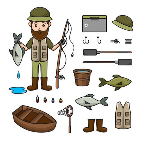 Premium Vector Cartoon Set Of Fisherman Vector Character Illustration