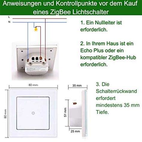 230V Smart ZigBee 1 Gang Lichtschalter in der Wand für Echo Plus