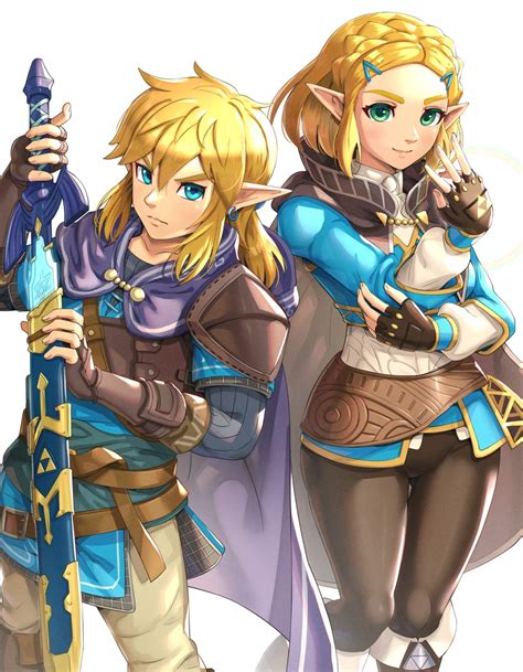 Link Princess Zelda And Princess Zelda The Legend Of Zelda And 1