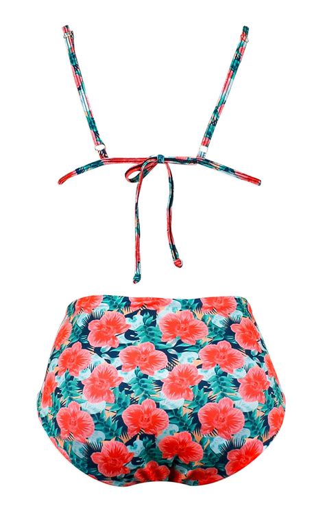 Vestido De Ba O Bikini Tri Ngulo Con Panty Control Abdomen Estampado