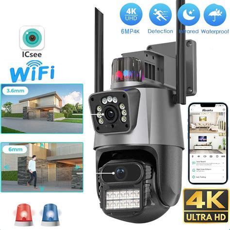 6MP 4K IP Camera Dual Lens Dual Screen PTZ Wifi Camera Outdoor