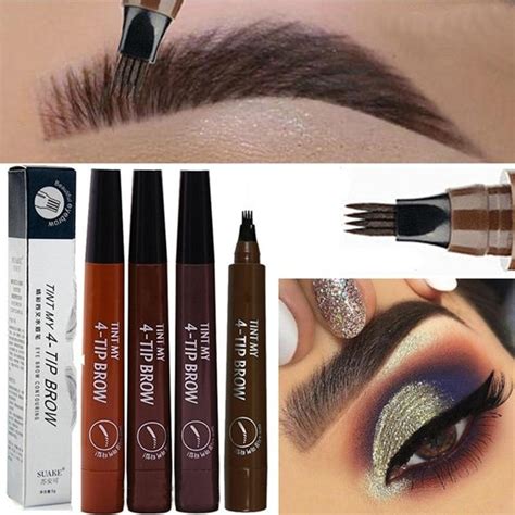 Microblading Eyebrow Pen With Fork Tip Smudge Proof 4 Colors