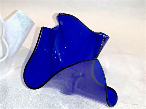 2 Sydenstricker Fused Art Glass Free Form Handkerchief Vases Votive Candle Ebay