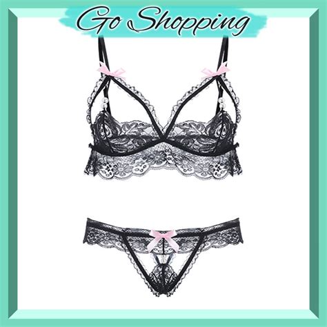 Jual GO BS Lingerie Wanita Sexy Lingeri Set Lace Transparan G String Pakaian Dalam Shopee