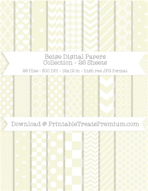 26 Beige Digital Papers Collection