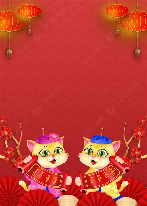 Vietnamese New Year Cat Year Couple Background Wallpaper Image For Free