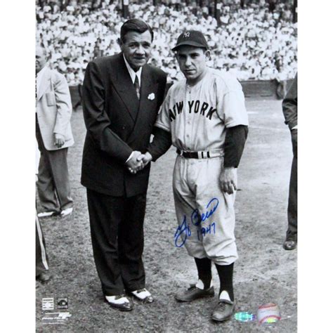 Yogi Berra Signed Yankees X Photo With Babe Ruth Inscribed