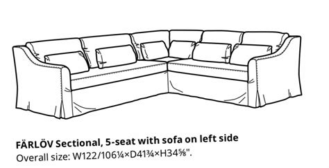 IKEA FARLOV Sectional Cover LEFT Configuration 5 Seat Sofa Etsy