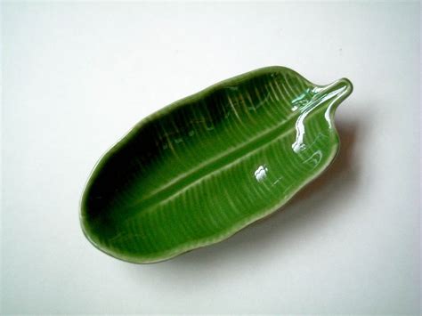 Ceramic Plate Dark Green Banana Leaf Sauce Dish Small Etsy