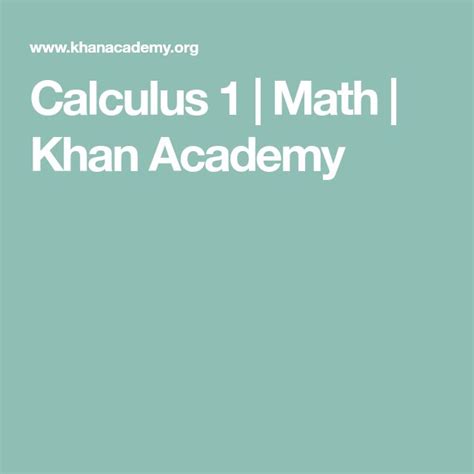 Calculus 1 | Math | Khan Academy | Khan academy, Calculus, Math