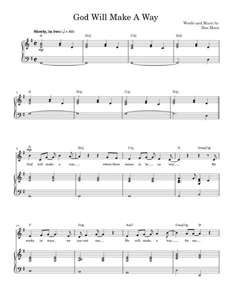 God Will Make A Way Sheet Music For Piano Vocals By Don Moen Official