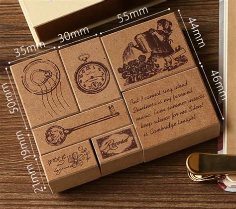 Journal Stamp Set Vintage Rubber Stamps Set Wooden Stamps Etsy