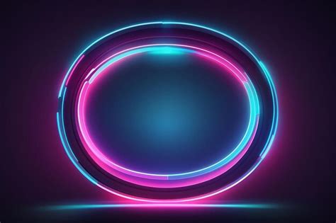 Premium Photo Glowing Round Frame Neon Light Vector Illustration